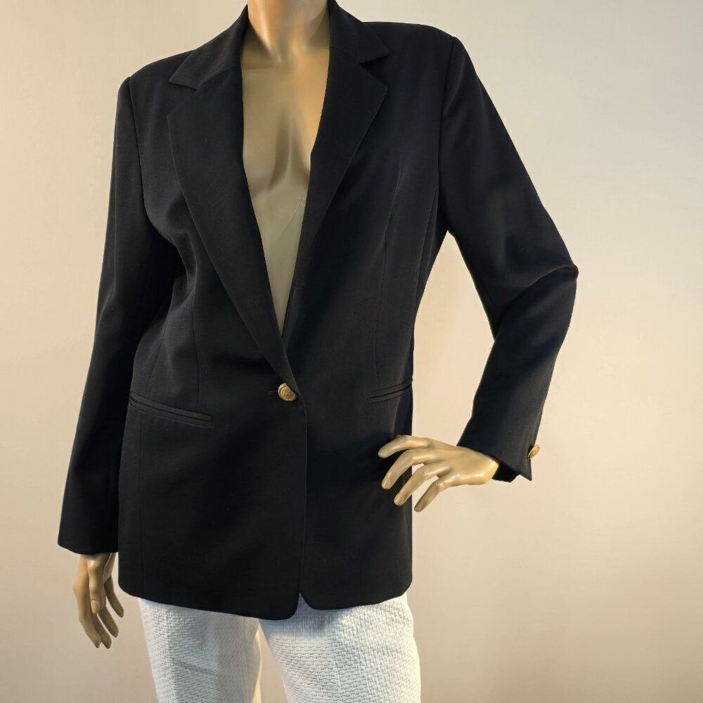 Charter Club By Jane Justin 1 Button Blazer Black Career Jacket Sz 10 Vintage 80